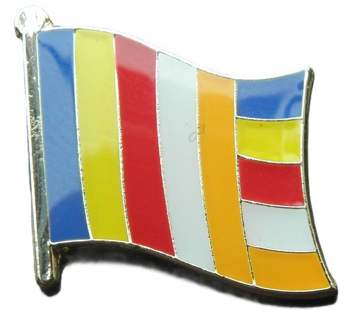 Buddhist flag pin badge - buddhist,